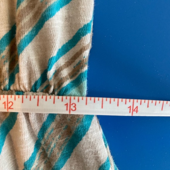 *DONATED* LOFT | Women’s Maxi Dress w/ Left Side Slit | Blue Tan Cream - Picture 9 of 10